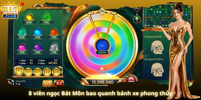 8 viên ngọc Bát Môn bao quanh bánh xe phong thủy