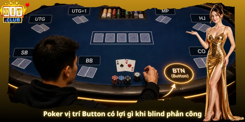Poker vị trí Button có lợi gì khi blind phản công