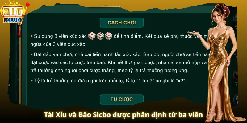 Tài Xỉu và Bão Sicbo được phân định từ ba viên