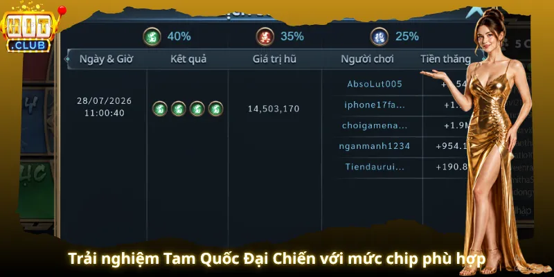 Trải nghiệm Tam Quốc Đại Chiến với mức chip phù hợp